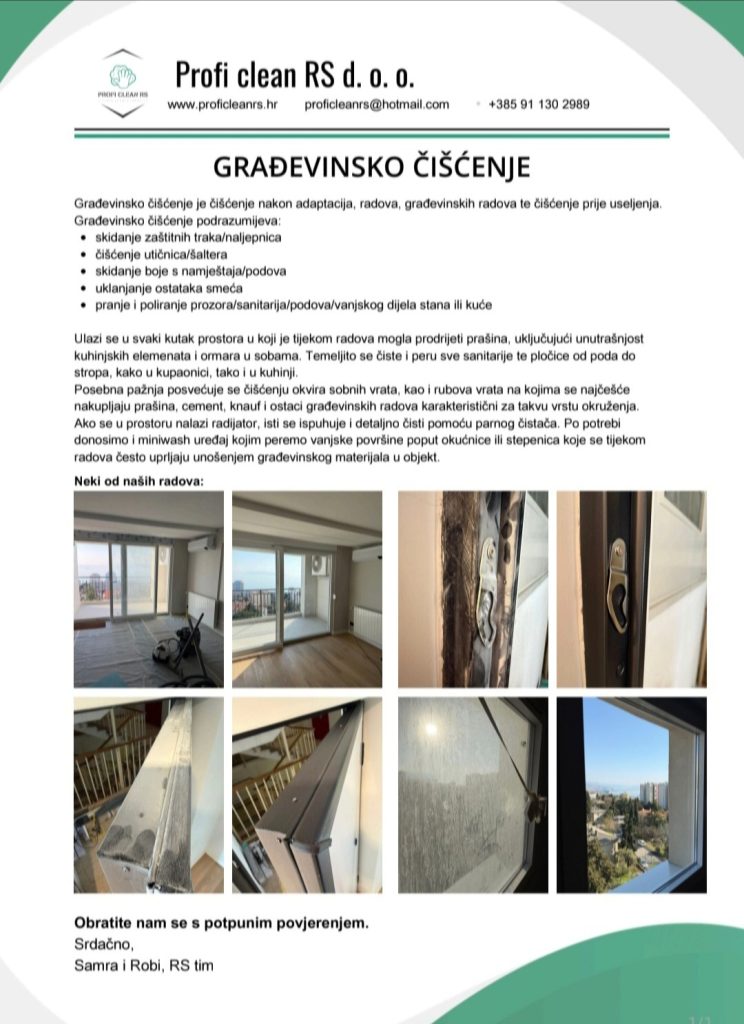 Građevinsko čišćenje opis